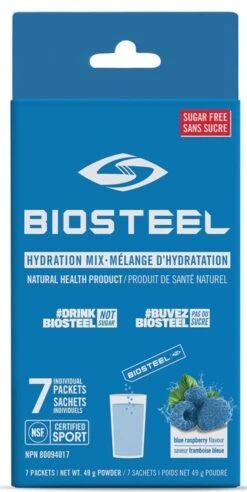 BioSteel High-Performance Sports Hydration Mix (7 Count) -Hockey Gear Shop 630614 CAN 20Biosteel Hydration 20Mix Blue 20Raspberry 7CT Front
