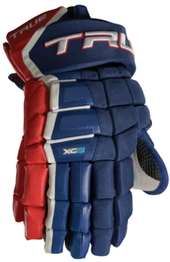 True Hockey True XC9 2020 Senior Hockey Gloves -Hockey Gear Shop B2RAssets 770x1206 red blue 1